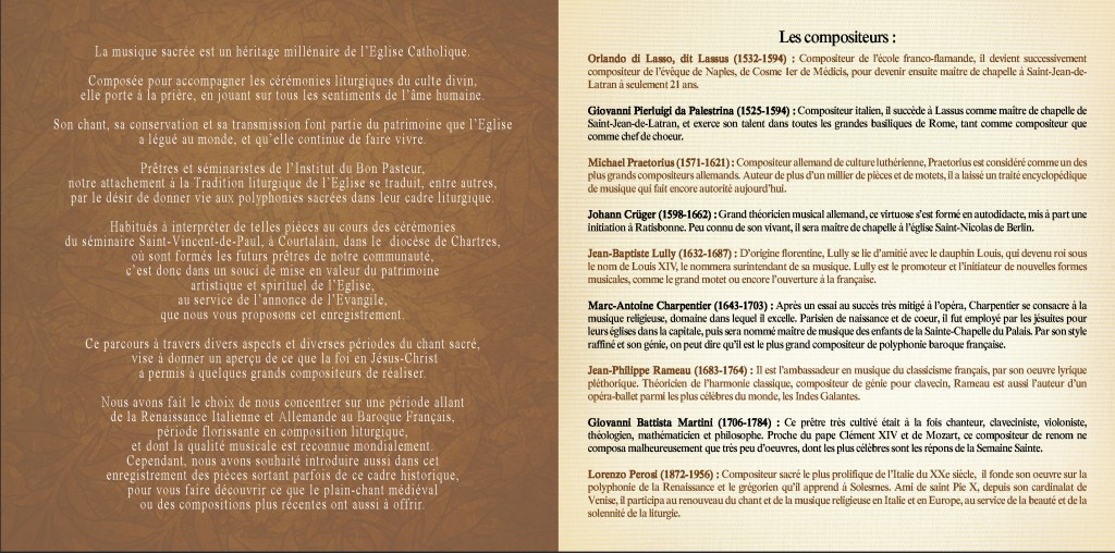 Livret_P2,11 CD Laudate Dominum, Choeur du séminaire de l'Institut du Bon Pasteur