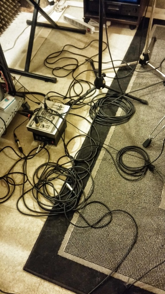 Séance enregistrement Jean Gagneau 2015, les cables et le préampli à lampes