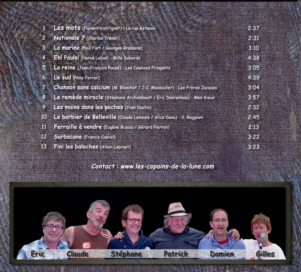 Troisième quartier album des Copains de la Lune. Jaquette CD page 4
